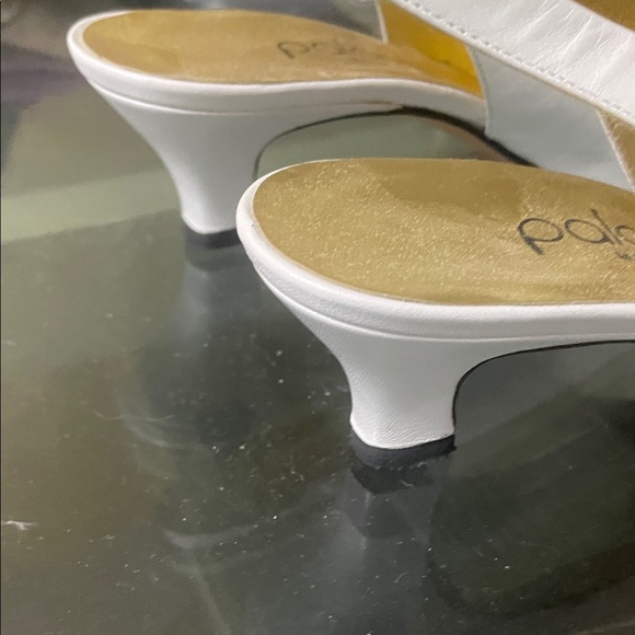 Paloma Picasso White and Gold Women's Slingback Shoes - Picture 3 of 5